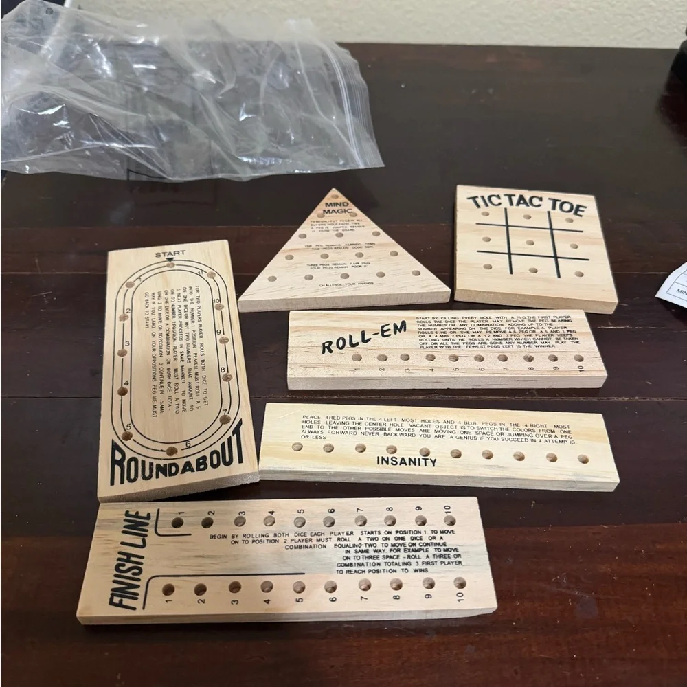 6 Wooden Peg Games Dice Games Set Of 6